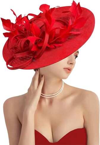قبعات Dressfan Fascinator للنساء، أغطية رأس من الريش الكتاني العتيق للديربي/الكنيسة/الزفاف/الكوكتيل/حفلة الشاي in Saudi Arabia