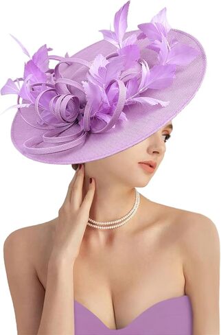 قبعات Dressfan Fascinator للنساء، أغطية رأس من الريش الكتاني العتيق للديربي/الكنيسة/الزفاف/الكوكتيل/حفلة الشاي in Saudi Arabia