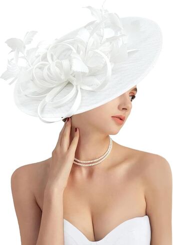 قبعات Dressfan Fascinator للنساء، أغطية رأس من الريش الكتاني العتيق للديربي/الكنيسة/الزفاف/الكوكتيل/حفلة الشاي in Saudi Arabia