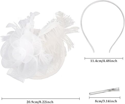 قبعات AMCAMI Fascinators مع ريش للنساء 2026 قبعات ديربي قبعة حفلات الشاي مع عصابة رأس ومشبك in Kuwait