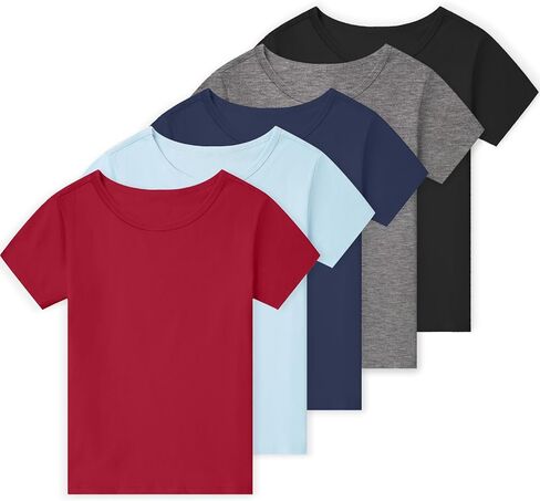 5 Pack Boys T-Shirts Toddlers Cotton Short Sleeve Summer Tops Youth Basic Shirts(2T-14Y) in Saudi Arabia
