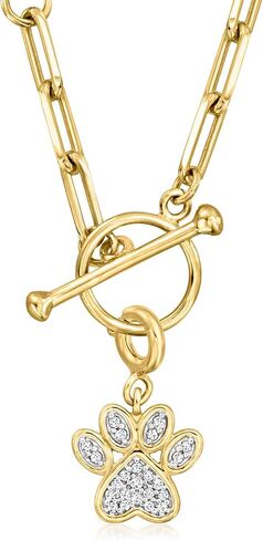 Ross-Simons 0.10 ct. t.w. Diamond Paw Print Charm in 18kt Gold Over Sterling in Saudi Arabia