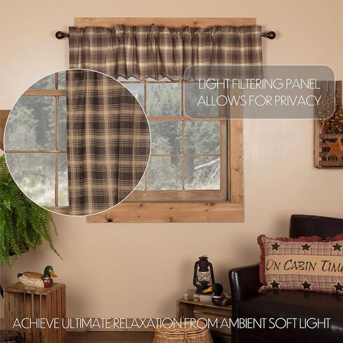 مجموعة ستائر VHC Brands Dawson Star 3 PC Woodland Brown (1 ستارة قصيرة 16x72 و2 طبقة 36x36) in Saudi Arabia