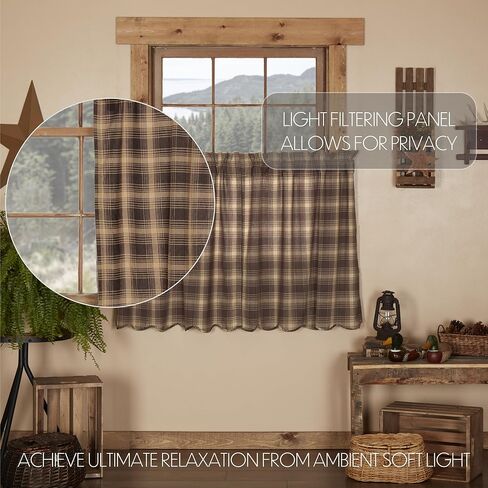 مجموعة ستائر VHC Brands Dawson Star 3 PC Woodland Brown (1 ستارة قصيرة 16x72 و2 طبقة 36x36) in Saudi Arabia