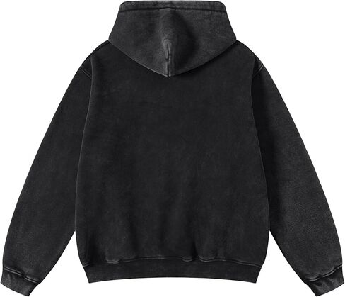 Heavyweight Fleece Oversized Hoodie for Men and Women, Vintage Acid Wash Pullover Sweatshirt in Saudi Arabia