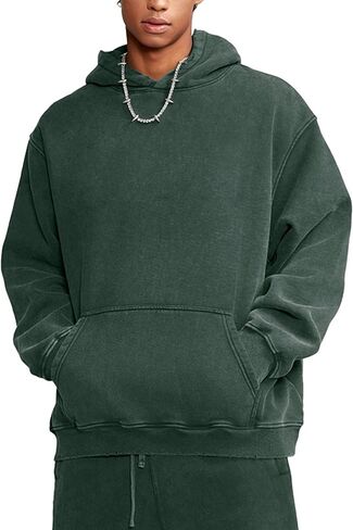 Heavyweight Fleece Oversized Hoodie for Men and Women, Vintage Acid Wash Pullover Sweatshirt in Saudi Arabia