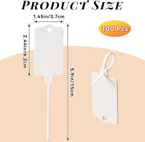 100 Pcs Plastic Shipping Tags, 2.44 x 1.45 Inch Writable Blank Hanging Tags with Sealing Strap, Waterproof Sealing Shipping Labels for Luggage Logistic Keys Information Identity, White in Saudi Arabia