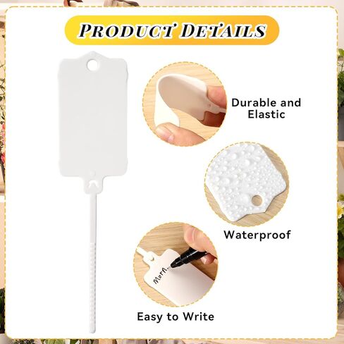 100 Pcs Plastic Shipping Tags, 2.44 x 1.45 Inch Writable Blank Hanging Tags with Sealing Strap, Waterproof Sealing Shipping Labels for Luggage Logistic Keys Information Identity, White in Saudi Arabia