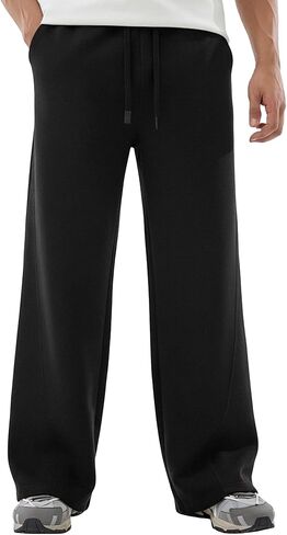 Mens Baggy Sweatpants Wide Leg Baggy Pants Y2K Elastic Waist Drawstring Loose Joggers with Pockets in Saudi Arabia