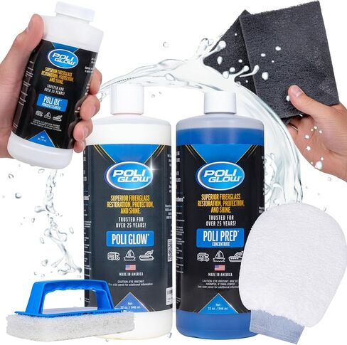Poli Glow Deluxe Kit — Complete Fiberglass Restorer. for Boats and RVs and More. Eliminates Tough Stains and Oxidation. Everything Needed for a 25-Foot Boat or RV. in Kuwait