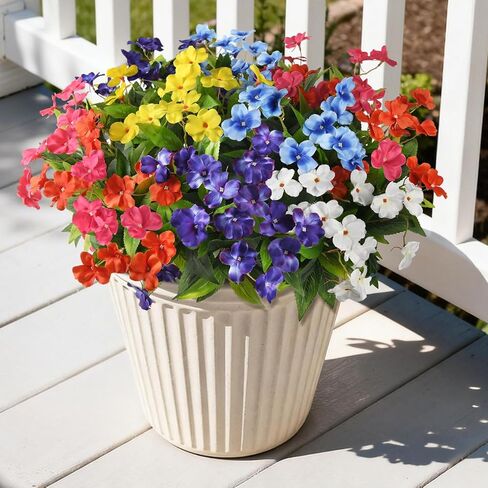 زهور اصطناعية صناعية للأماكن الخارجية، 6 حزم نباتات صناعية مقاومة للأشعة فوق البنفسجية لتزيين الزهور الحريرية لا تتلاشى الزهور البلاستيكية للمزارعين الخارجيين، شرفة المنزل، الفناء، ديكور الحديقة (أرجواني) in Kuwait