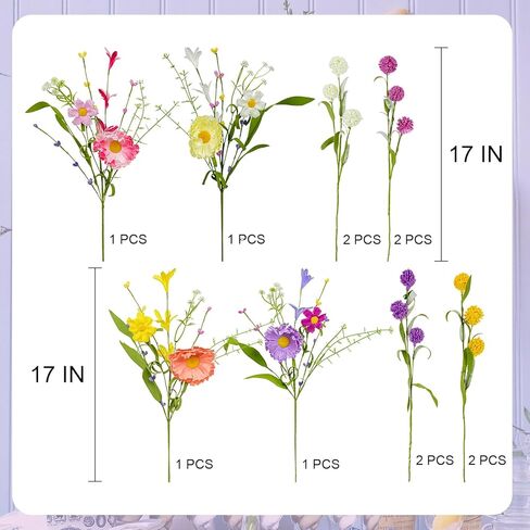 violetevergarden 12 حزمة زينة الربيع 17 بوصة زهور الربيع الملونة زهور عيد الفصح الاصطناعية مع ديزي الهندباء وفورسيثيا للاحتفال بالعطلات في الأماكن المغلقة في الهواء الطلق in Kuwait