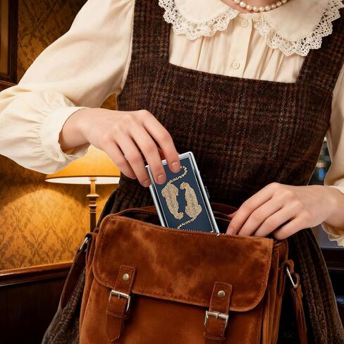 محفظة معدنية متعددة الاستخدامات للبطاقات والنقود بتصميم آرت ديكو مع RFID وتحمل حجم كينغ / 100 ثانية للنساء والرجال، صندوق بطاقات عمل سهل التركيب لبطاقات الائتمان وبطاقات الهوية النقدية. in Kuwait