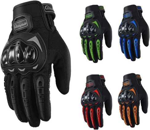 قفازات الدراجات النارية - قفازات كاملة الأصابع لراكبي الدراجات النارية للرجال والنساء، قفازات جلدية لركوب الدراجات والسباق بمفاصل صلبة، قفازات للدراجات النارية قابلة للتنفس ومتينة تعمل باللمس in Kuwait