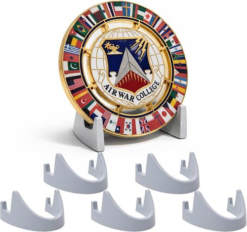 Military Challenge Coin Display Stand - Solid Metal with Anodized Finish - US Vet. Business (Five Pack Obsidian Black) in Saudi Arabia