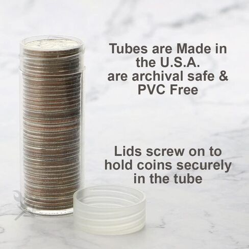 (20) حوامل أنابيب تخزين عملات معدنية ربع دائرية من البلاستيك الشفاف مع برغي على الغطاء in Kuwait