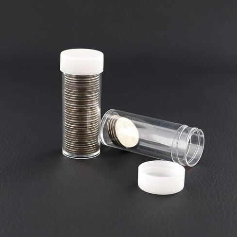 (20) حوامل أنابيب تخزين عملات معدنية ربع دائرية من البلاستيك الشفاف مع برغي على الغطاء in Kuwait