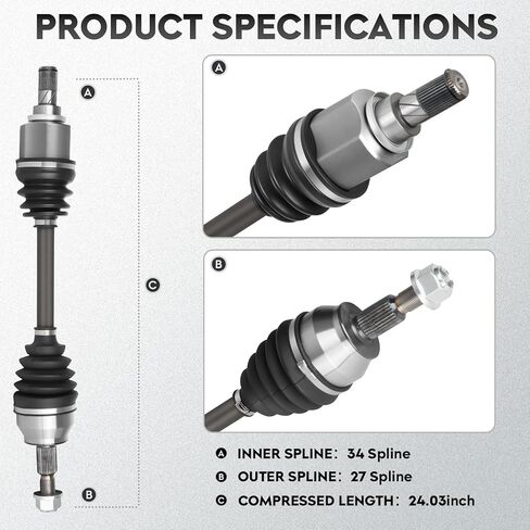 NEW Front Left CV Axle Shaft Assembly fits 2012-2018 for Ford Focus (Only for S/SE/SEL/Titanium models) 2.0L, Automatic Dual Clutch Trans Only, Driver Side, for 66-2334 in Saudi Arabia