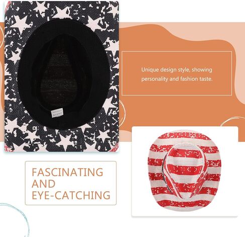 POPETPOP American Flag Patriotic Cowboy Hat USA Stars Western Straw Hat for Men and Women Fourth of July Party Accessories 56-58cm Multi in Saudi Arabia