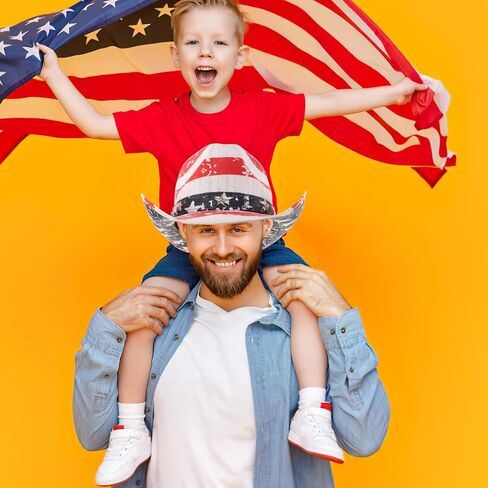 American Flag Patriotic Cowboy Hat for Men and Women Western Style Straw Fedora Hat with Adjustable 56-58cm Band for Fourth of July Outdoor Events Multi in Saudi Arabia