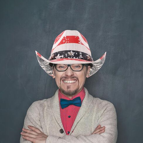 Patriotic American Flag Cowboy Hat Straw Fedora USA Western Hat for Men and Women Fourth of July Festival Size M 56-58cm Multi in Kuwait