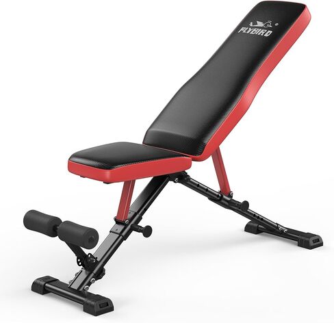 FLYBIRD Workout Bench, Adjustable Weight Bench Foldable Strength Training Bench for Home Gym - Newly Upgraded in Kuwait
