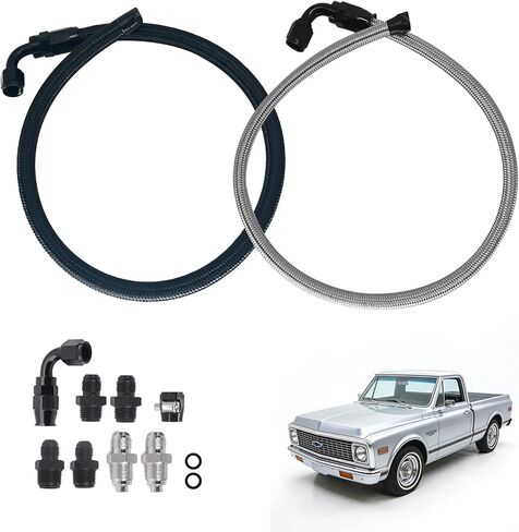 طقم خرطوم مضخة توجيه كهربائي مقاس 25 بوصة 6AN متوافق مع Chevy C10 LS Swap يتصل بمضخة توجيه كهربائية من النوع GM Type II/Type 2، ضغط عالي/منخفض مع تصميم مانع للتسرب in Kuwait