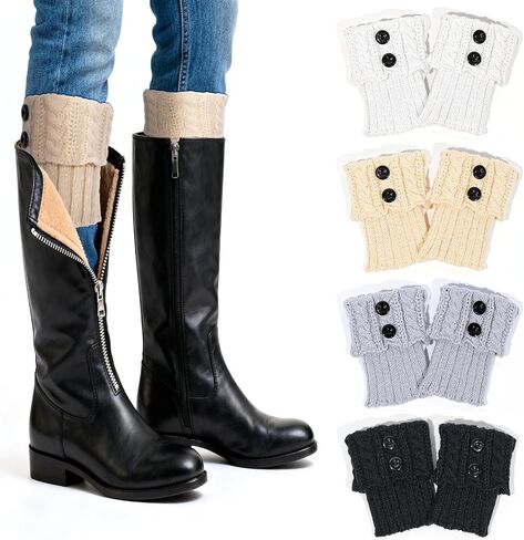 4 أزواج من أساور التمهيد الشتوية الدافئة للنساء، جوارب طويلة محبوكة من الكروشيه للفتيات قصيرة لتدفئة الساق، جوارب علوية للساق، أصفاد لتدفئة التمهيد in Kuwait