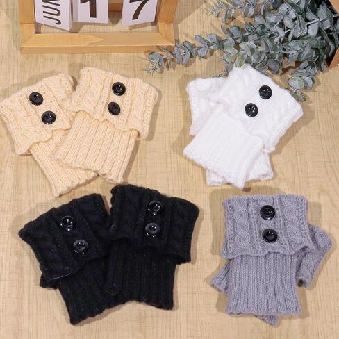 4 أزواج من أساور التمهيد الشتوية الدافئة للنساء، جوارب طويلة محبوكة من الكروشيه للفتيات قصيرة لتدفئة الساق، جوارب علوية للساق، أصفاد لتدفئة التمهيد in Kuwait