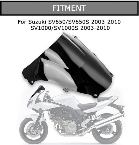 Windshield Windscreen for Suzuki SV650 SV650S SV1000 SV1000S 2003-2012 (Black) in Saudi Arabia