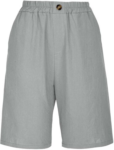 Hvyesh Bermuda Shorts for Women High Waist, Dressy Casual Flowy Knee Length Bermuda Long Shorts High Waisted Elastic in Saudi Arabia