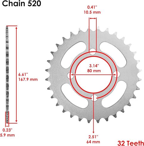 Caltric Drive Chain & Sprockets Kit Compatible with Yamaha Grizzly 125 YFM125G YFM125 G 2004-2012 in Saudi Arabia