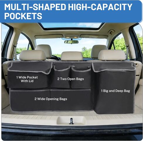 Hanging Car Trunk Organizer,A Car Organizers And Storage For Backseat, Sturdy Trunk Organizer Car Accessories With 5 Pockets Sutable For SUV/MPV/Truck, Large Capacity Back Seat Organizer in Saudi Arabia
