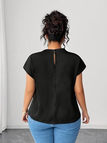 New Plus-Size Women's Elegant Solid Color Blouse - Lightweight Casual Loose Shirt for Spring Summer Daily Wear in Saudi Arabia