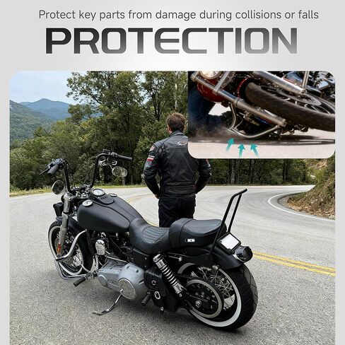 MoKitDora 1.5 بوصة Dyna Engine Guard Moustache Highway Crash Bar لنماذج Harley 2006-2017 Street Bob FXDB Fat Bob FXDF Low Rider FXDL FXDWG FXDC، كروم in Saudi Arabia