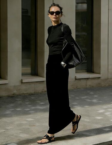 Women's Long Maxi Skirt, Elegant High Waist H Line Long Straight Split Maxi Skirts for Women, Casual Floor Pencil Skirt in Saudi Arabia