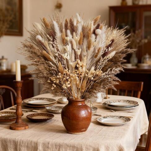 Fluffy Pampas Grass Bouquet 95Pcs Nature Boho Dried Flowers with Bunny Tails Dry Flowers for Table Bookshelf Wedding Home Room Decor in Saudi Arabia