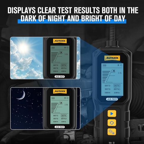 جهاز اختبار سائل الفرامل من AUTOOL، كاشف رطوبة سائل الفرامل، جهاز اختبار DOT3 DOT4 DOT5.1 مع شاشة عرض بإضاءة خلفية مقاس 2.8 بوصة، إنذار مسموع لنماذج سائل الفرامل المختلفة in Kuwait