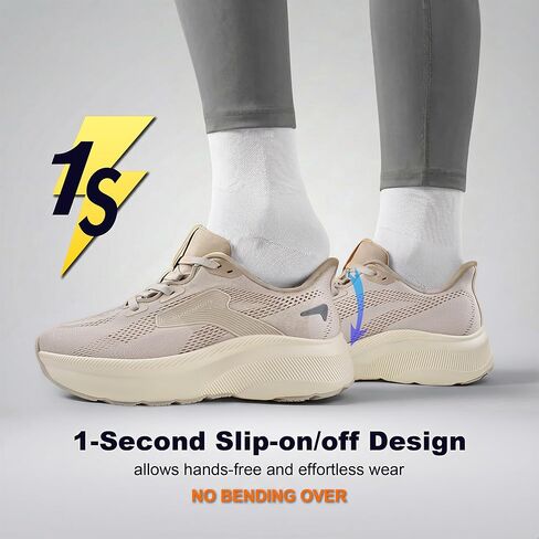 JACKSHIBO Women's Wide Toe Road Running Shoes Slip in Hands Free Arch Support Memory Foam Zero Drop Sole Athletic Support Lightweight Breathable Walking Tennis Shoes Platform Chunky Sneaker in Saudi Arabia