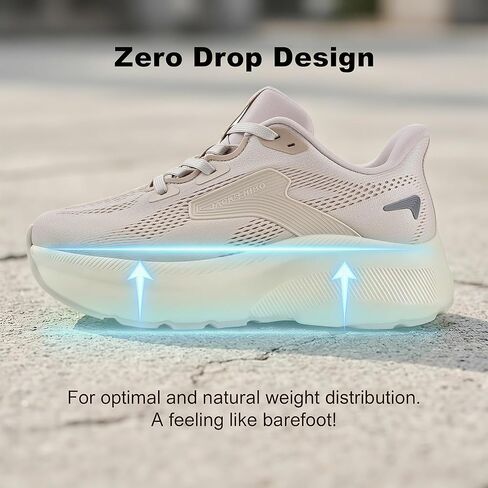 JACKSHIBO Women's Wide Toe Road Running Shoes Slip in Hands Free Arch Support Memory Foam Zero Drop Sole Athletic Support Lightweight Breathable Walking Tennis Shoes Platform Chunky Sneaker in Saudi Arabia