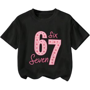 Girl's Star Number Graphic Tees Crew Neck Short Sleeve T Shirts Summer Streetwear Tops in Kuwait