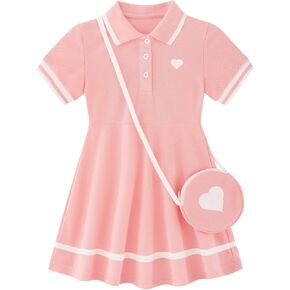 فستان رياضي للفتيات الصغيرات من Move Dance ملابس صيفية للأطفال كاجوال مع حقيبة من 2 إلى 7 سنوات in Kuwait