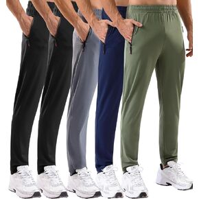 5 Pack Men's Sweatpants with Zipper Pockets Stretch Lightweight Athletic Track Activewear Pants for Men Joggers Running Workout Gym,XL in Kuwait