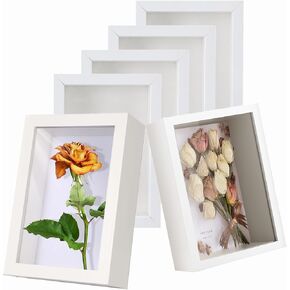 6 Pack 4x6 Shadow Box Frame Display Box, Small Wooden Frame Memory Display Box, 1.2-inch Deep Photo Display Box, Used for Dried Flowers, DIY Handicrafts, Souvenirs, Medals (White) in Kuwait