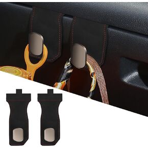 Car Glove Box Purse Hooks (2 Pack) - Vegan Leather Dashboard Hanger for Handbag & Grocery Bags, No-Adhesive Passenger Seat Organizer (Black) in Kuwait
