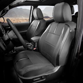 CoverCenter® لأغطية مقاعد Toyota Tacoma 2023 2022-2016، غطاء مقعد كامل مخصص مناسب لـ 2016-2023 Toyota Tacoma Crew/كابينة مزدوجة متينة من الجلد الأسود وملحقات شاحنات السيارات in Kuwait