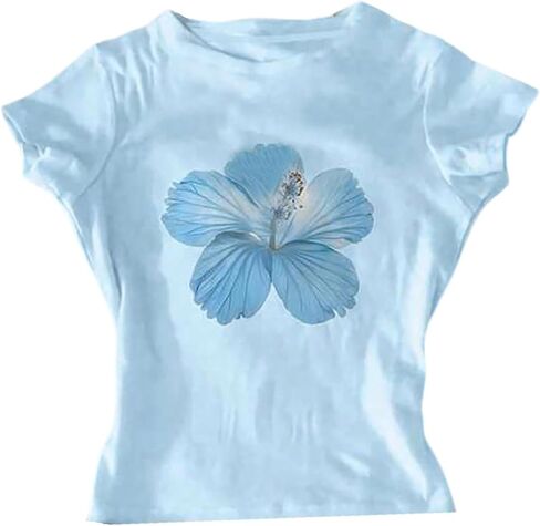 Floerns Girl's Y2K Floral Graphic T Shirt Casual Short Sleeve Crew Neck Cute Summer Tops in Saudi Arabia