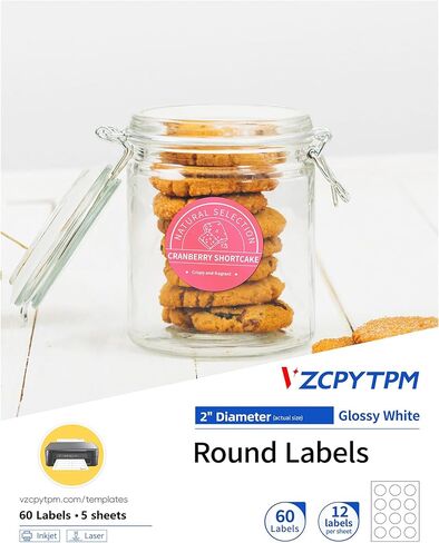 Printable Clear Round Labels,2" Glossy Clear Custom Labels for Printer,120 Total,Printable Sticker for Branding,Packaging,Crafts,Jars,Small Business Use(Not Waterproof) in Saudi Arabia