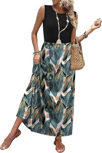 Summer Dresses for Women 2026 Maxi Dresses Long Flowy A Line Sleeveless Sundresses with Pockets in Saudi Arabia