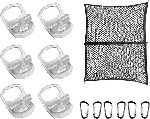 COOL STAR 2889620 2890894 Lock and Ride Max D-Rings 6pcs with Bed Cargo Net Kit UTV Tie Down Anchor Compatible with Polaris Ranger 2024-2026 Compatible with Polaris Xpedition 2024-2026 in Saudi Arabia